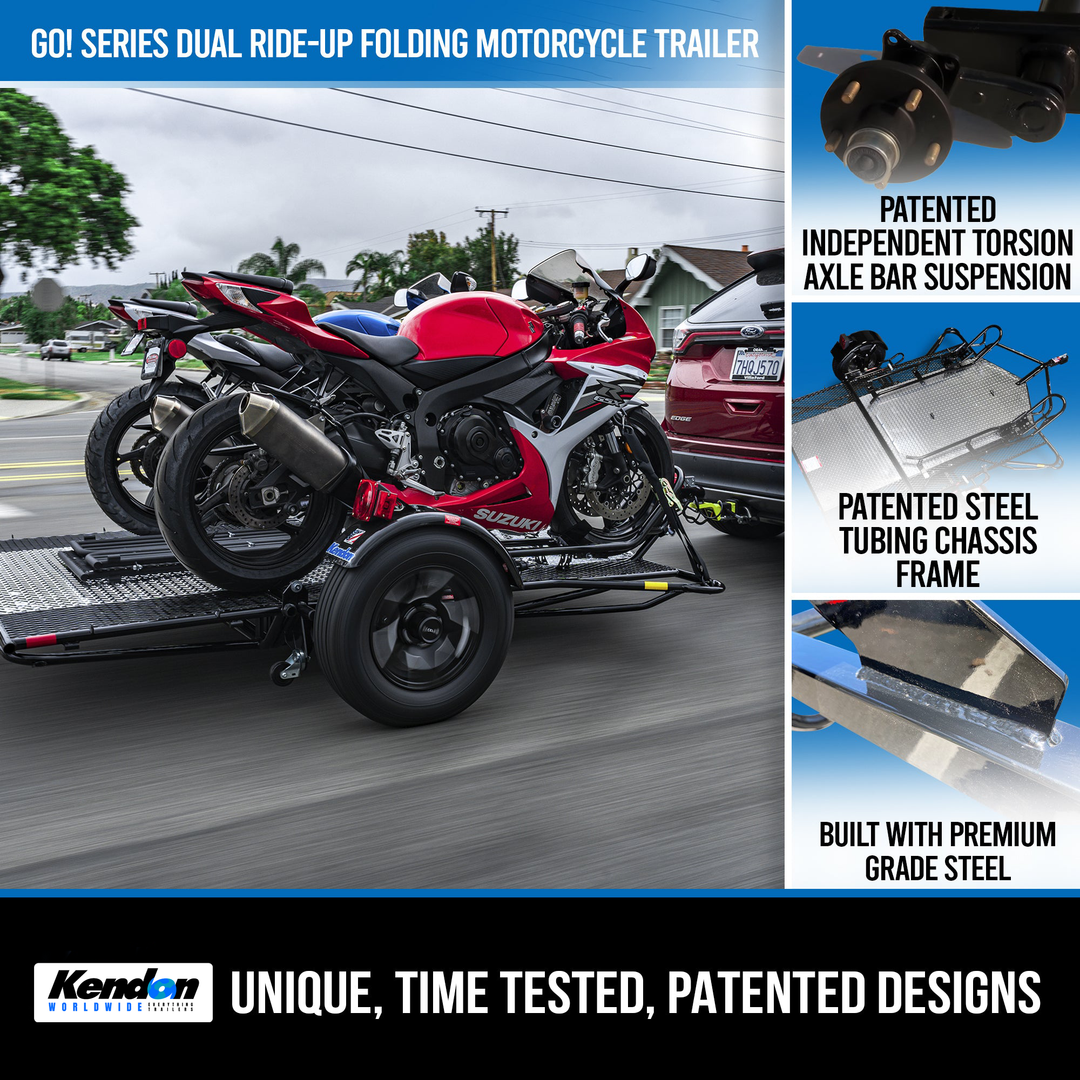 Go! Series Dual Rail Ride-Up Folding Motorcycle Trailer