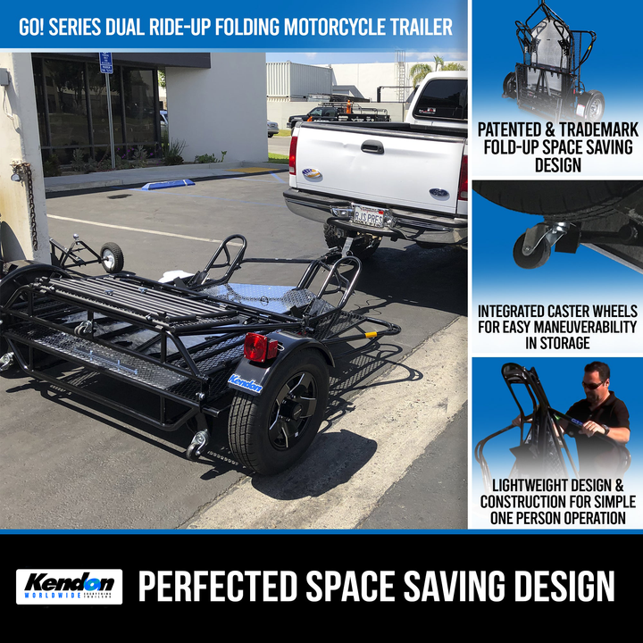 Go! Series Dual Rail Ride-Up Folding Motorcycle Trailer