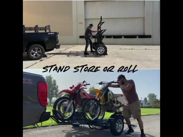 3-Rail Freestyle Motorcycle Trailer Stand, Store or Roll