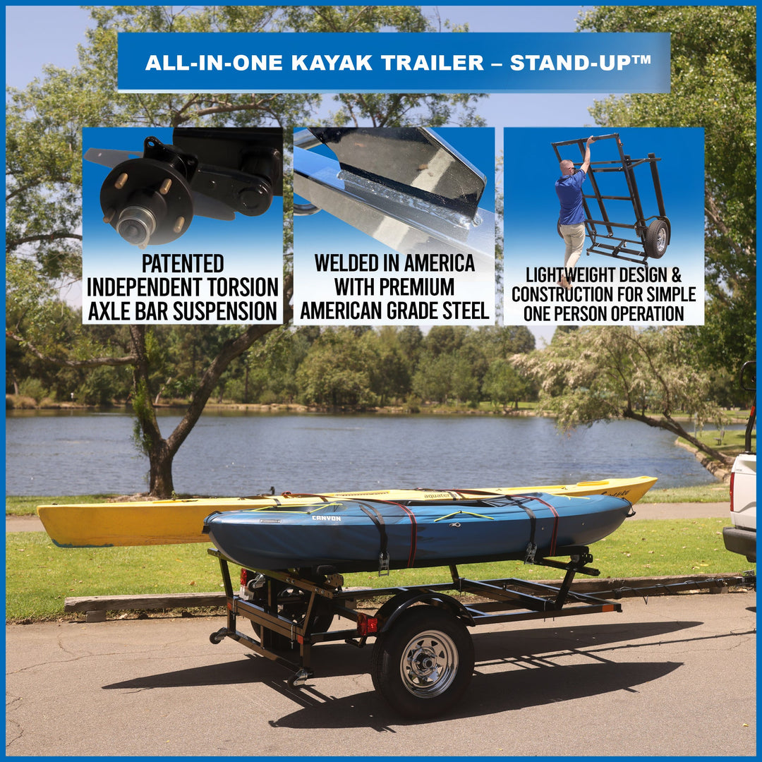 Premium Stand-Up Kayak Trailer with J-Hooks