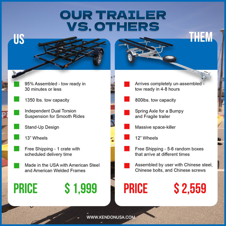 Premium Stand-Up Kayak Trailer with Horizontal Bar